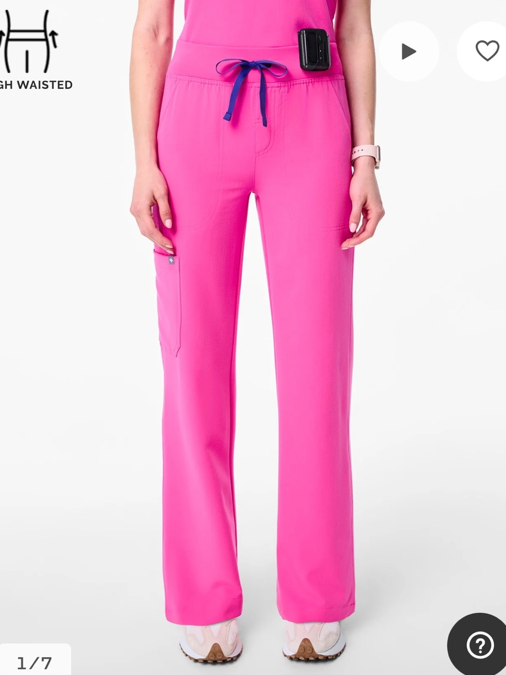 NWT Figs PINK Scrub Set - High Waist Isabel Pants and Catarina Top, XSP - Picture 2 of 9
